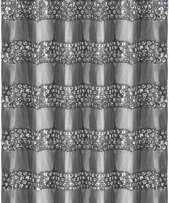 Popular Bath Modern Silver Glamorous Fabric Shower Curtain with Bling Design