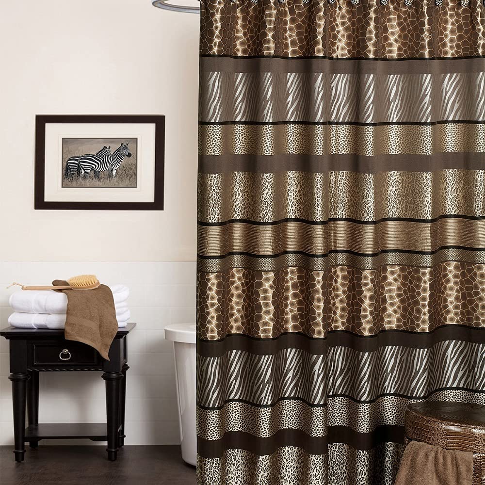 Popular Bath Rustic Shower Curtain with Safari Stripes Animal Print, Unique Southwest Design