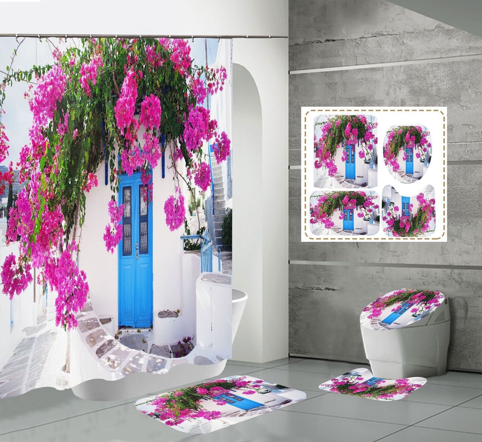 Porch Flowers Garden Waterproof Shower Curtain For Home Decor