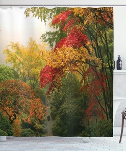 Portland Japan Garden Print For A Country Shower Curtain - Ideal For Your Japanese Bathroom Theme