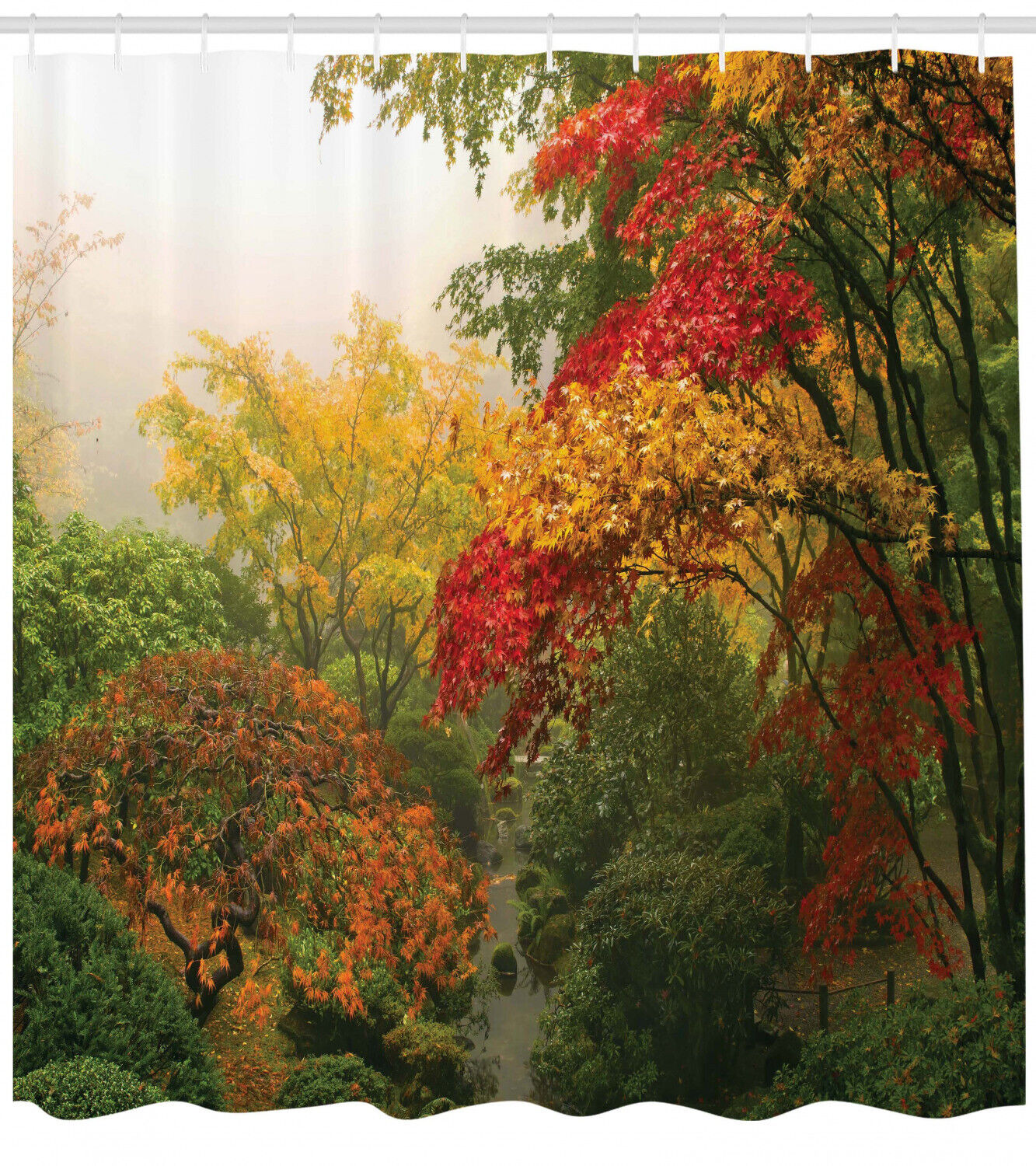 Portland Japan Garden Print For A Country Shower Curtain - Ideal For Your Japanese Bathroom Theme - Image 2