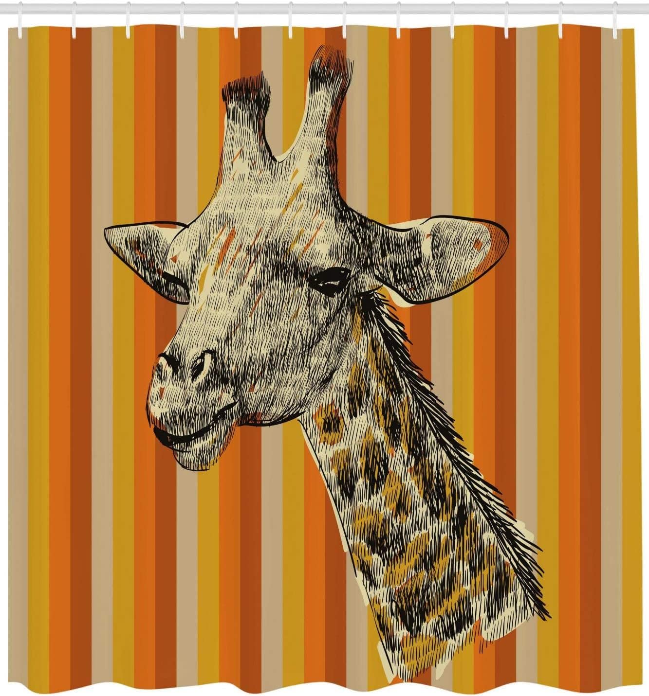 Portrait Of Hipster Giraffe Shower Curtain, Sketch Style Image - Stylish Bathroom Decor
