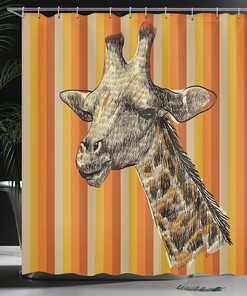 Portrait Of Hipster Giraffe Shower Curtain, Sketch Style Image - Stylish Bathroom Decor