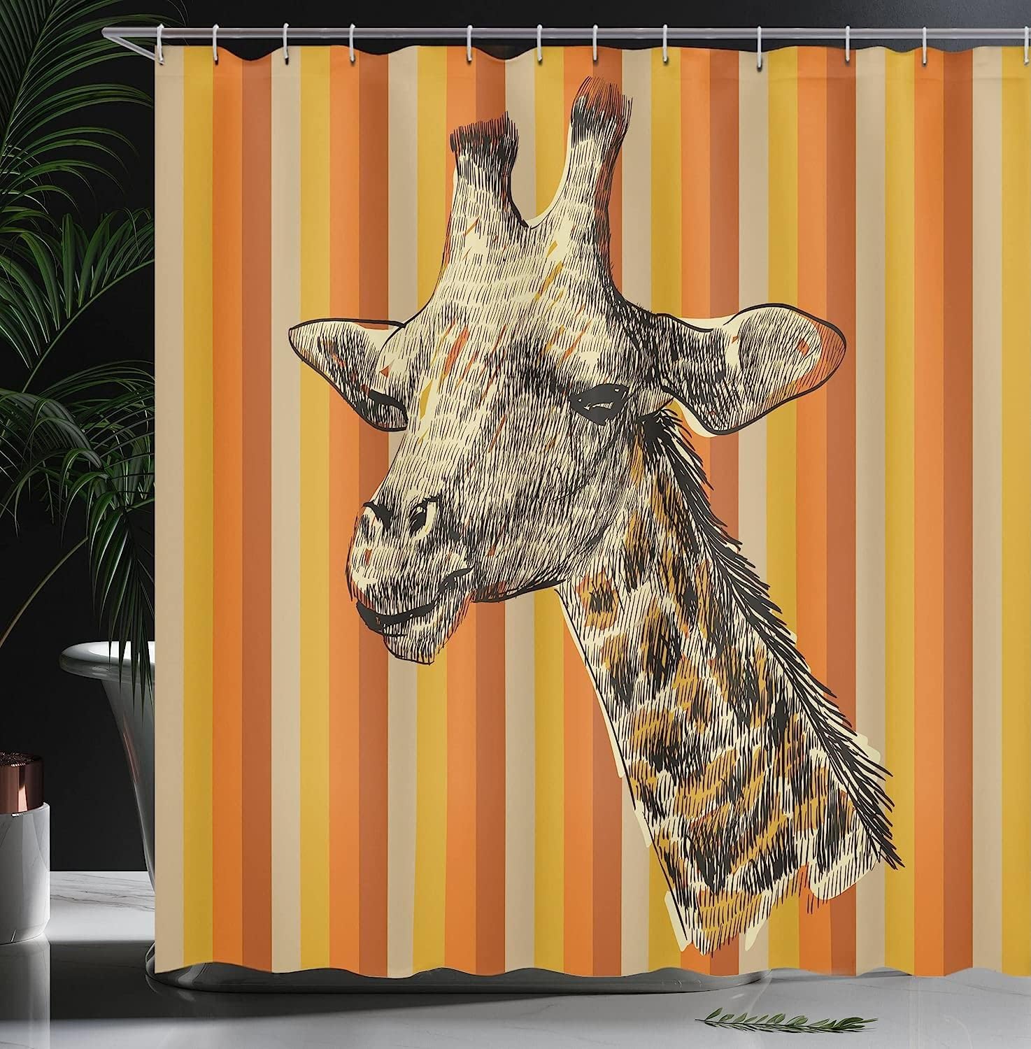Portrait Of Hipster Giraffe Shower Curtain, Sketch Style Image - Stylish Bathroom Decor