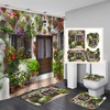 Potted Flowers At The Door Floral Shower Curtain Set 
