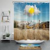 Prairie Mountain Wild Animals Shower Curtain with Funny Elephant Design 