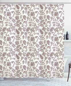 Prehistoric Country Western Shower Curtain, Star Scroll Design Ornament, Cloth Fabric Bathroom Decor