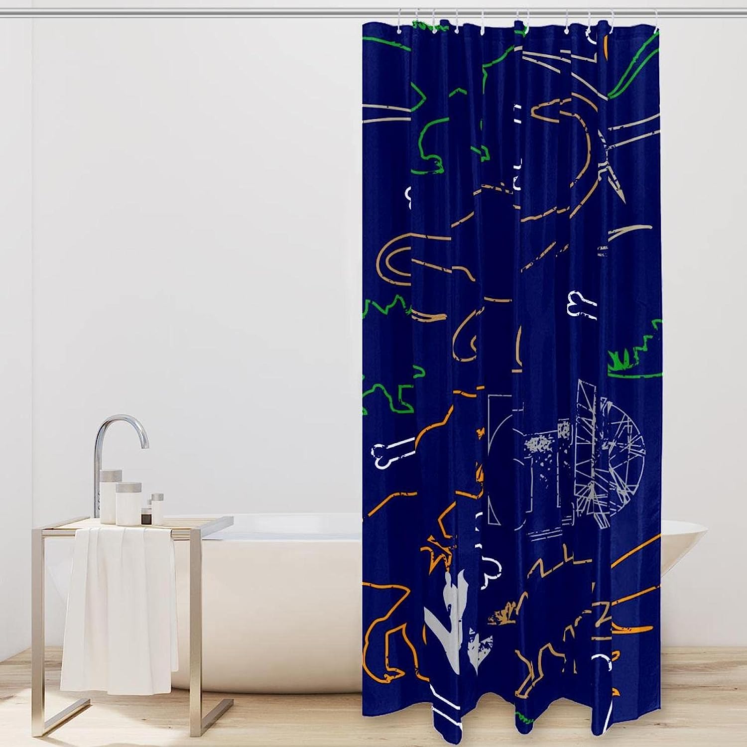 Prehistoric Theme Shower Curtain Set With Dino Pattern - Image 2