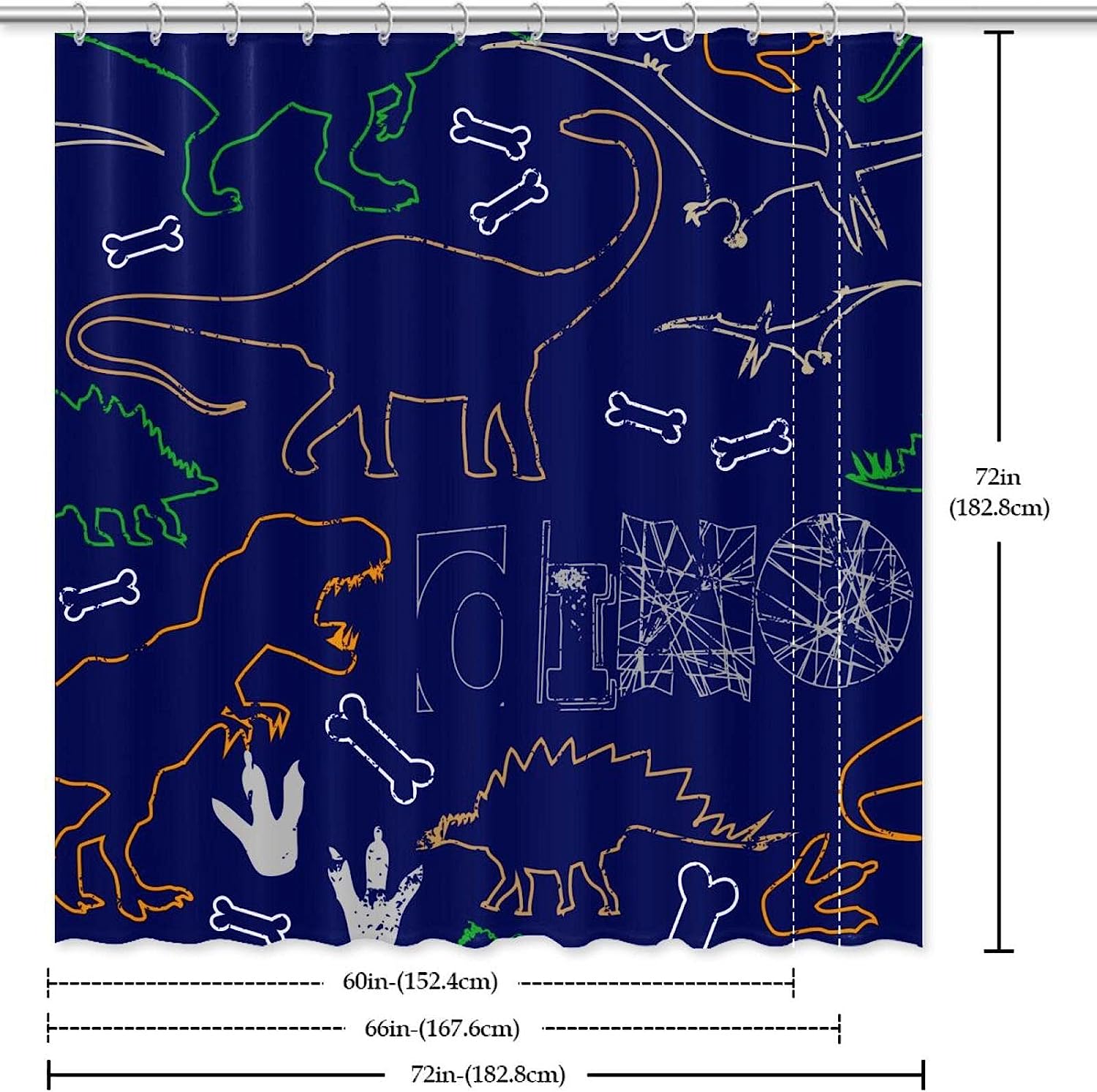 Prehistoric Theme Shower Curtain Set With Dino Pattern - Image 3