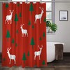 Premium Fabric Bath Curtains With Moose Printing Shower Curtain - Forest Moose Printing