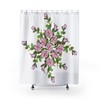 Premium Quality Pink and White Rose Shower Curtain, Floral Bathroom Accessories Set for Elegant Interior