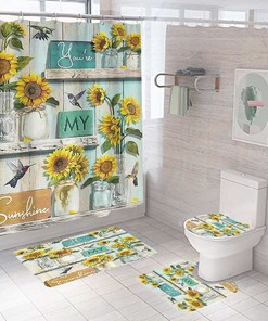Premium Quality Sunflower Shower Curtain for Bathroom Decoration