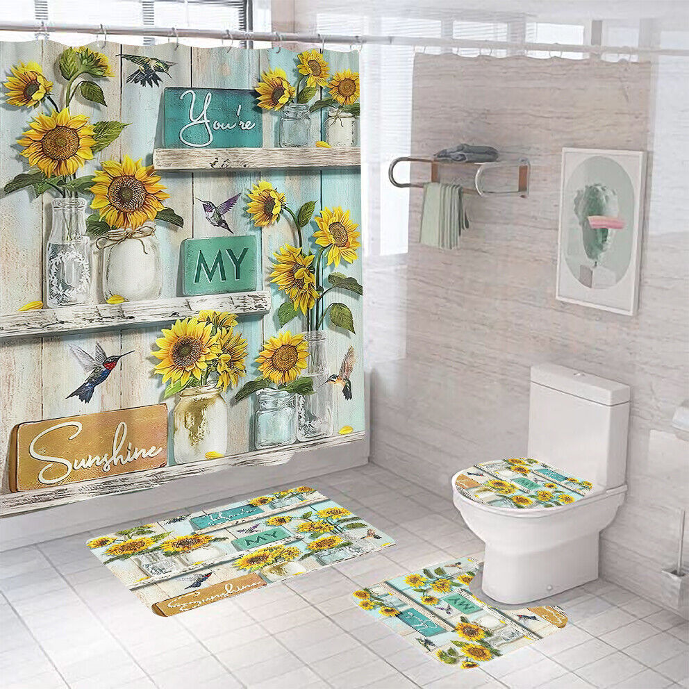 Premium Quality Sunflower Shower Curtain for Bathroom Decoration