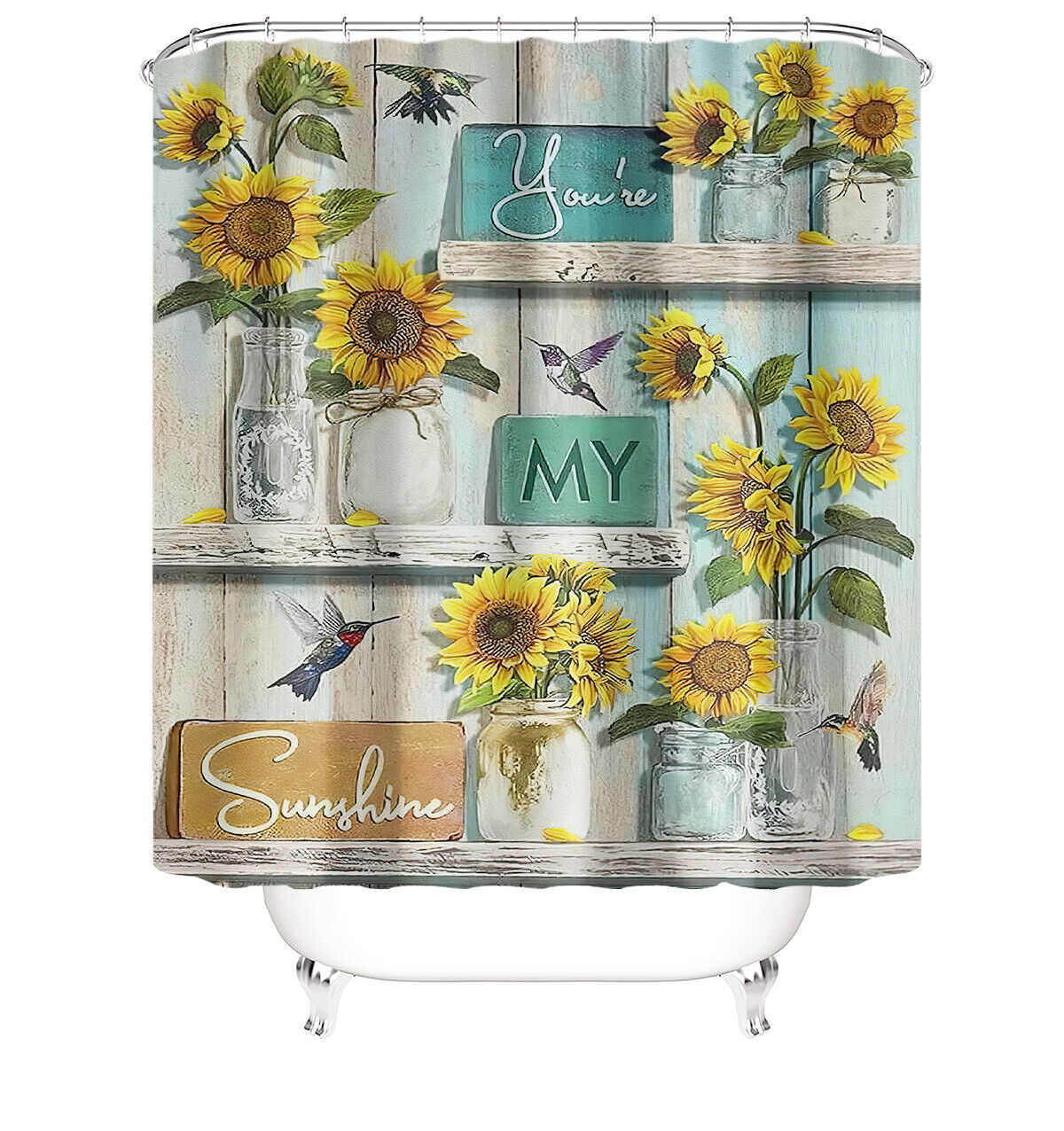 Premium Quality Sunflower Shower Curtain for Bathroom Decoration