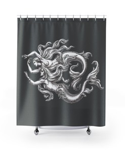 Premium Shower Curtain With Elegant Mermaid Couple Design