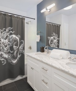 Premium Shower Curtain With Elegant Mermaid Couple Design