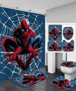 Premium Spiderman Marvel Cartoon Bathroom Shower Curtain for Kids