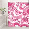 Preppy Modern Heart Shower Curtain with Pink Girls Print for Lovely Bathroom Decor by Riyidecor