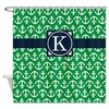Preppy Nautical Shower Curtain with Anchors, Navy and Green Monogram Initial Design 