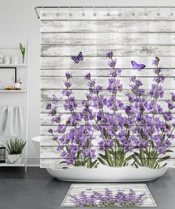 Pretty Butterfly Print Shower Curtain