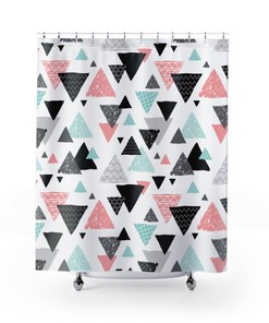 Pretty Designer Geometric Shower Curtain with Kawaii Style and Pastel Goth Fashion 