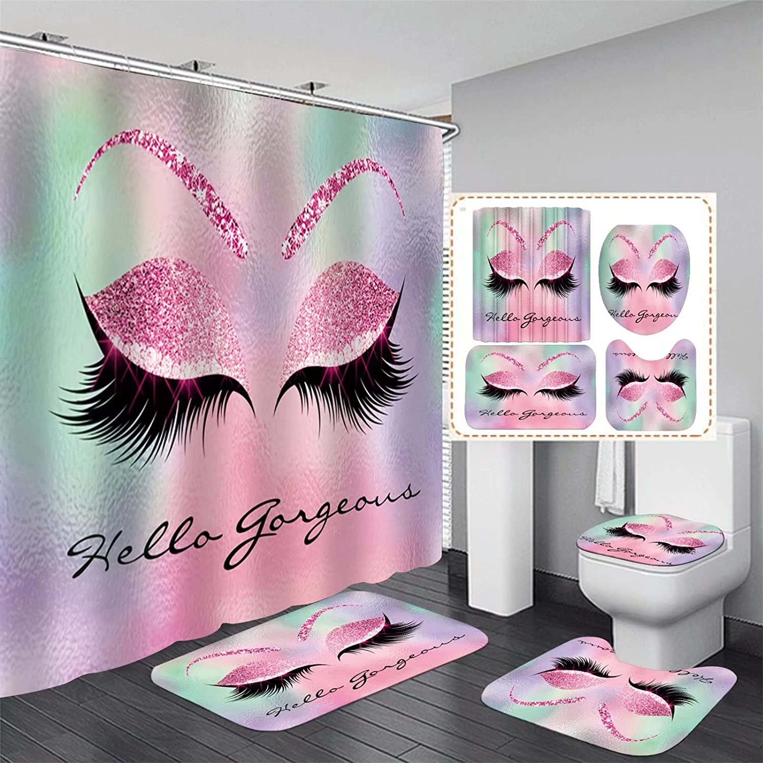 Pretty Eyelash Bling Purple Shower Curtain