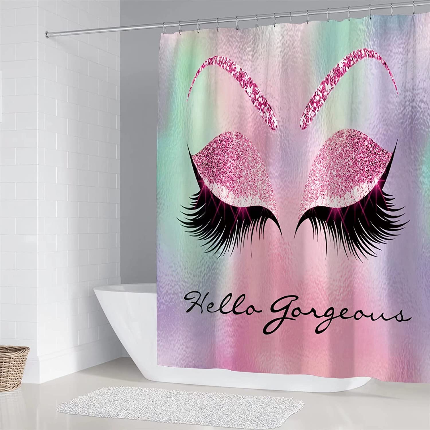 Pretty Eyelash Bling Purple Shower Curtain - Image 3