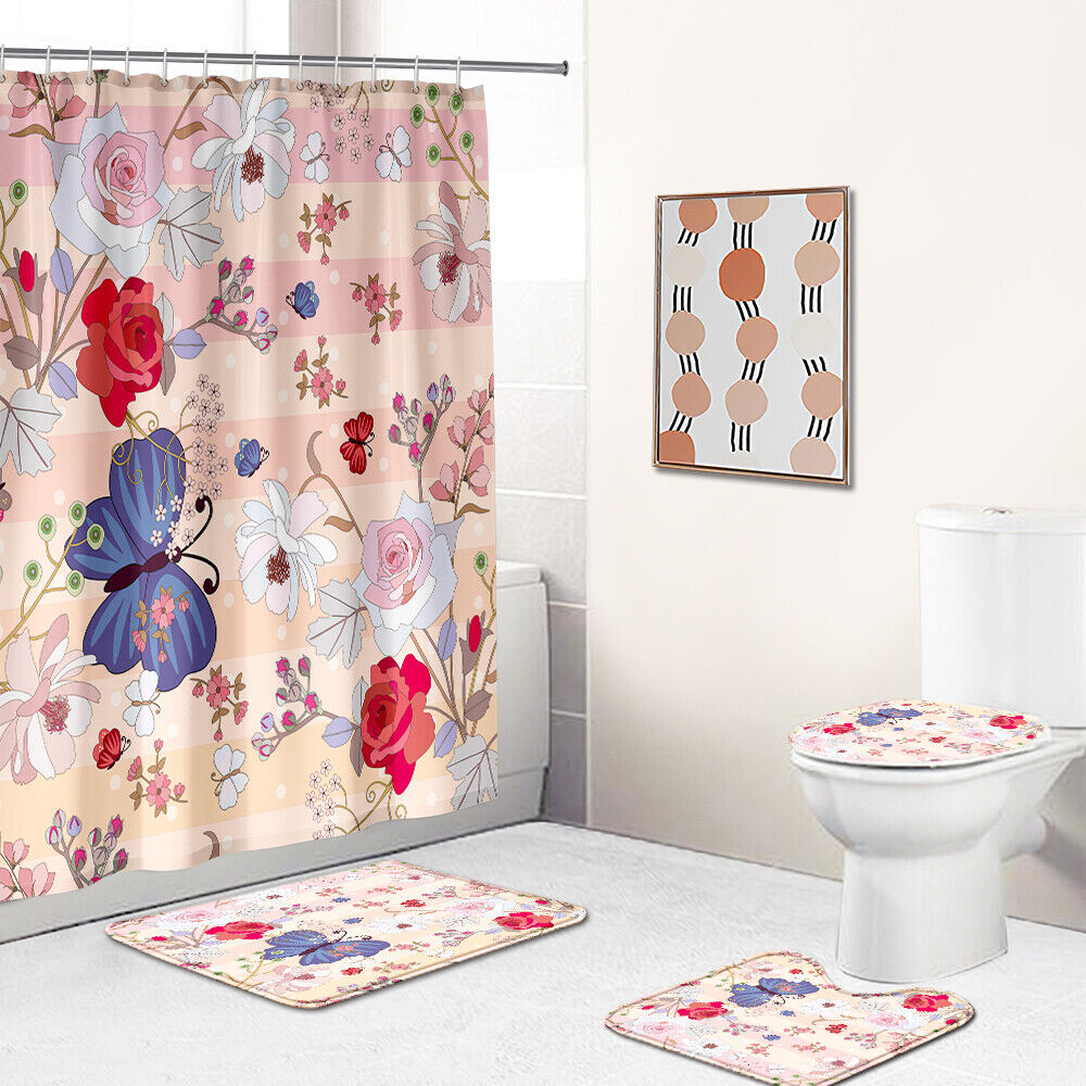 Pretty Floral Butterfly Shower Curtain For A Delicate Bathroom