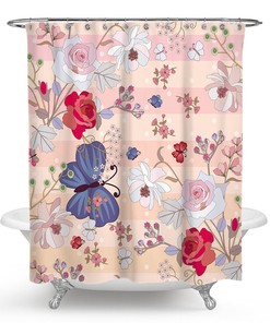Pretty Floral Butterfly Shower Curtain For A Delicate Bathroom