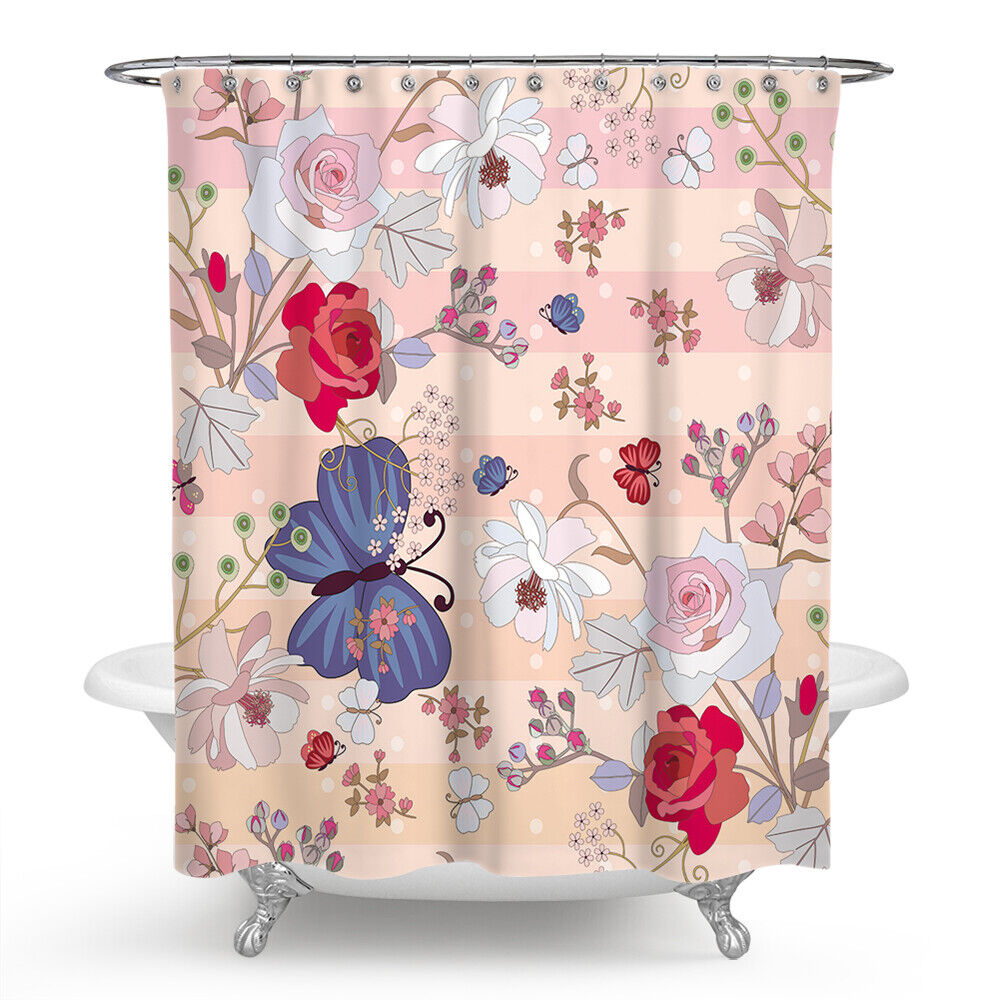 Pretty Floral Butterfly Shower Curtain For A Delicate Bathroom