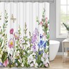 Pretty Floral Shower Curtain, Printed Plant Flowers Fabric For Spring Bathroom Decor