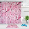 Pretty Pink Flamingos Fabric Shower Curtain with Matching Bathroom Mat