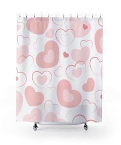 Pretty Pink Shower Curtain With Hearts - Perfect For Your Valentine'S Day Decor