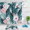 Pretty Tropical Palm Leaves Flower Blossom Shower Curtain with Waterproof Fabric, for Bathroom Decor 