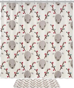 Pretty Watercolor Deer Shower Curtain with Waterproof Design