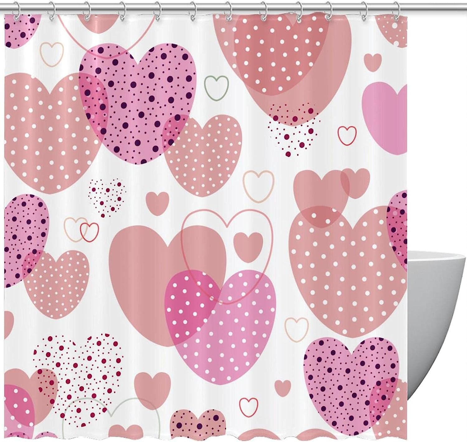 Pretty in Pink Love Heart Pattern Shower Curtain for Your Dreamy Bathroom