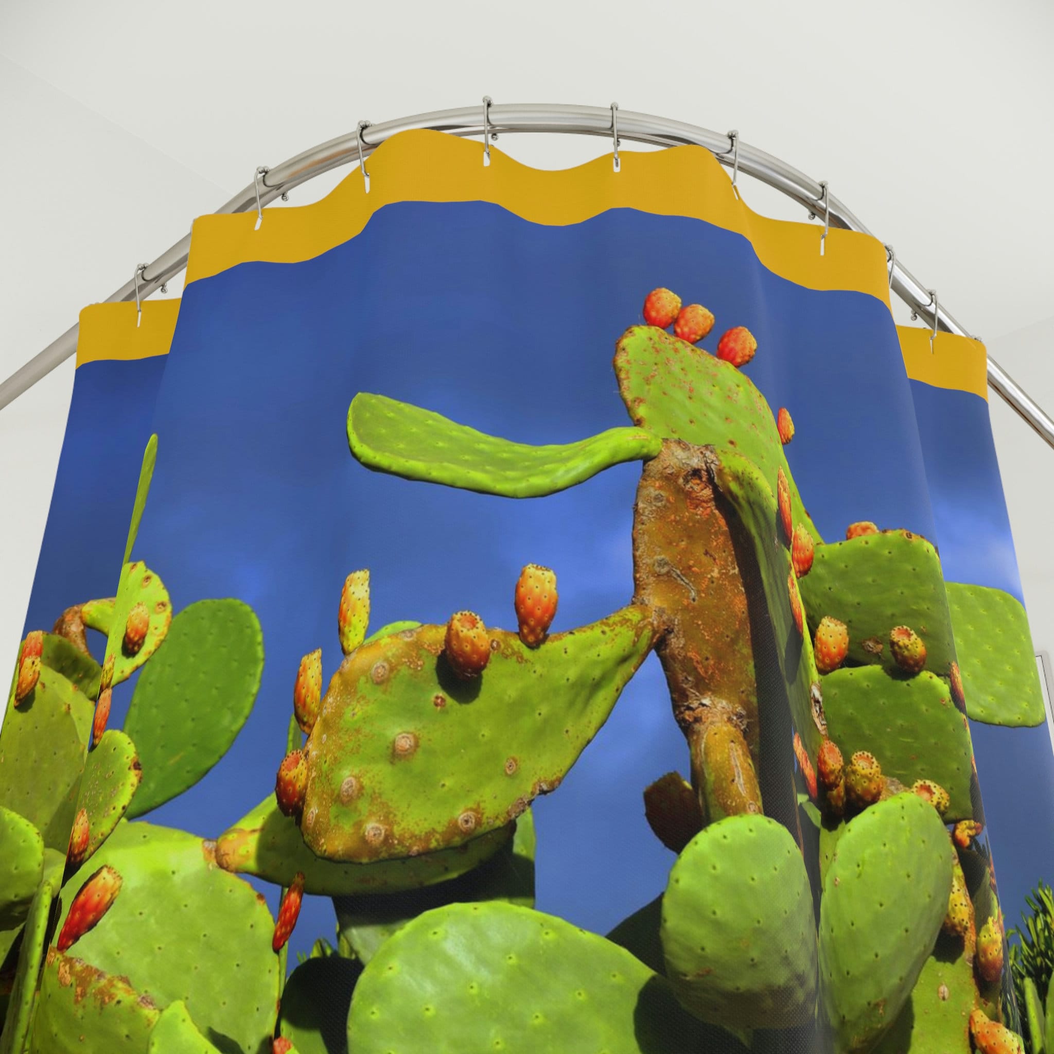 Prickly Pear Cactus Shower Curtain - Southwestern Bathroom Decor