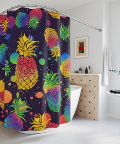 Pride Flag Ananas Print Custom Colorful Shower Curtain For A Bold Bathroom Decorr