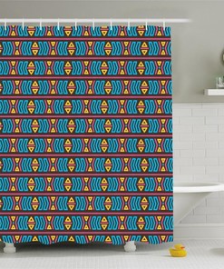 Primary Colors Shower Curtain Fabric for Bathroom Decors 