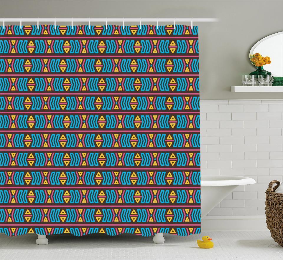 Primary Colors Shower Curtain Fabric for Bathroom Decors