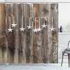 Primitive Country Shower Curtain with Silver Stars Print for Bathroom 