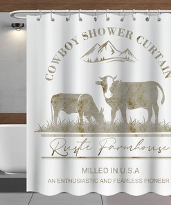 Primitive Horse Shower Curtain - Country and Farmhouse Bathroom Decor with Cowboy and Horse Prints