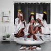 Princess African American Girls Shower Curtain With Gold Crown - Decorative Fabric Curtain