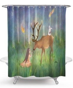 Princess Jungle Elk Bathroom Shower Curtain - Experience The Fairytale Life
