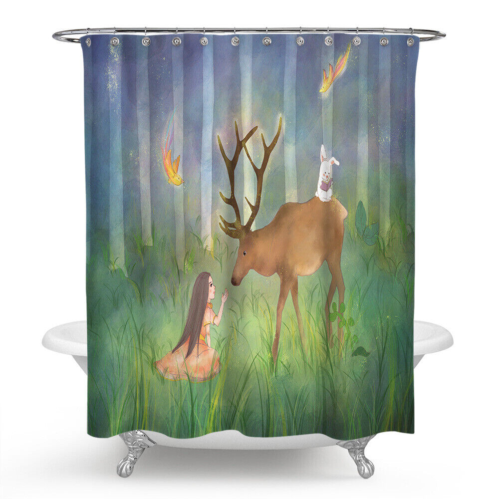 Princess Jungle Elk Bathroom Shower Curtain - Experience The Fairytale Life