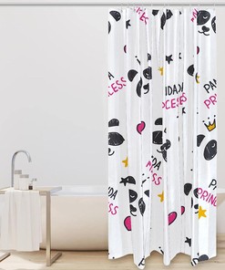 Princess Panda Heart Design Shower Curtain for Bathroom Decoration