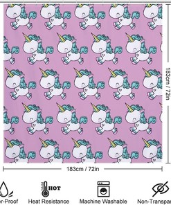 Print Design Lovely Unicorn Shower Curtain for Bathroom - Print Shower Curtain
