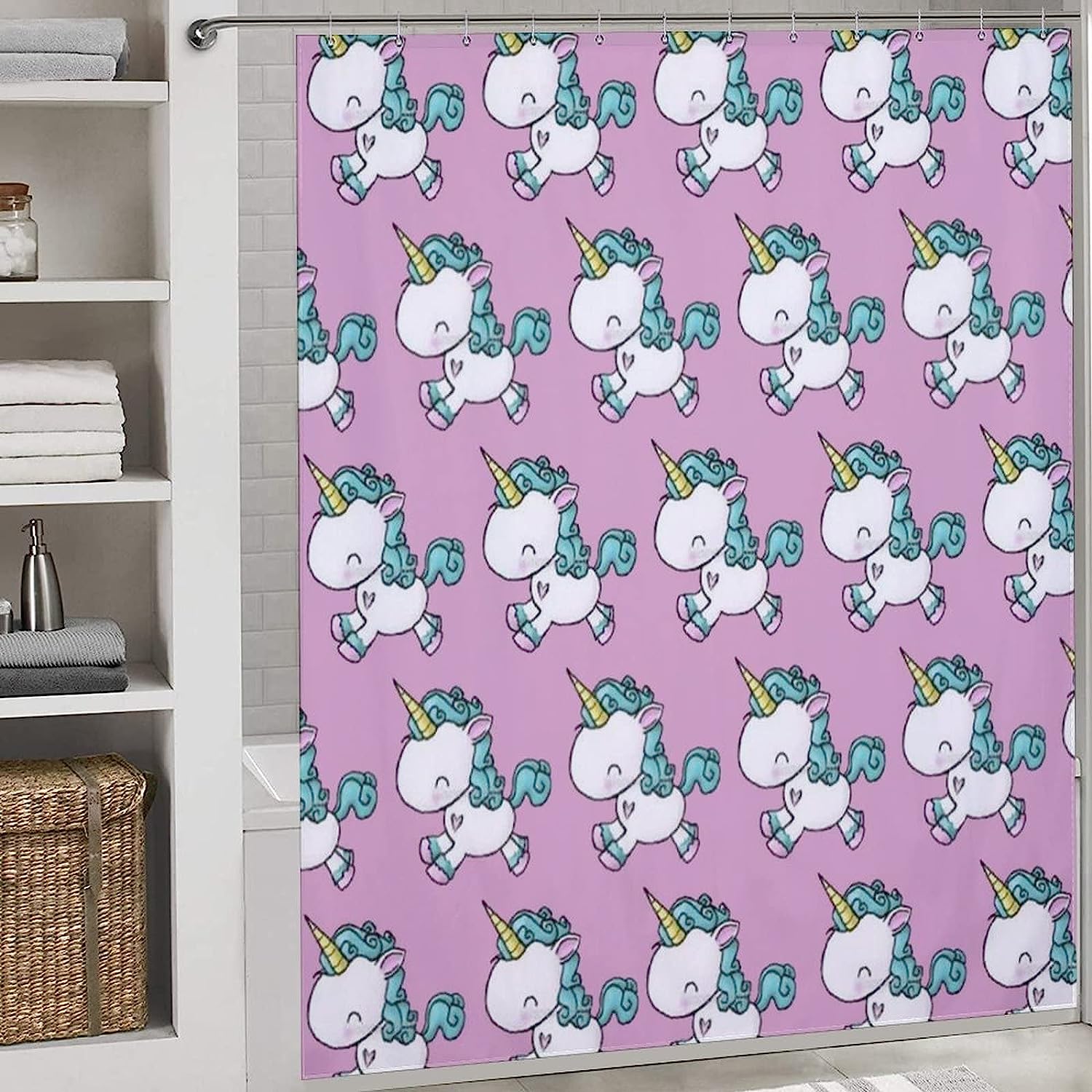 Print Design Lovely Unicorn Shower Curtain for Bathroom - Print Shower Curtain