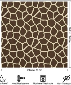 Print Shower Curtain, Giraffe Pattern - Waterproof Bath Curtain
