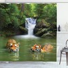 Print Shower Curtain with Asian Siberian Tigers Design for Bathroom Decor